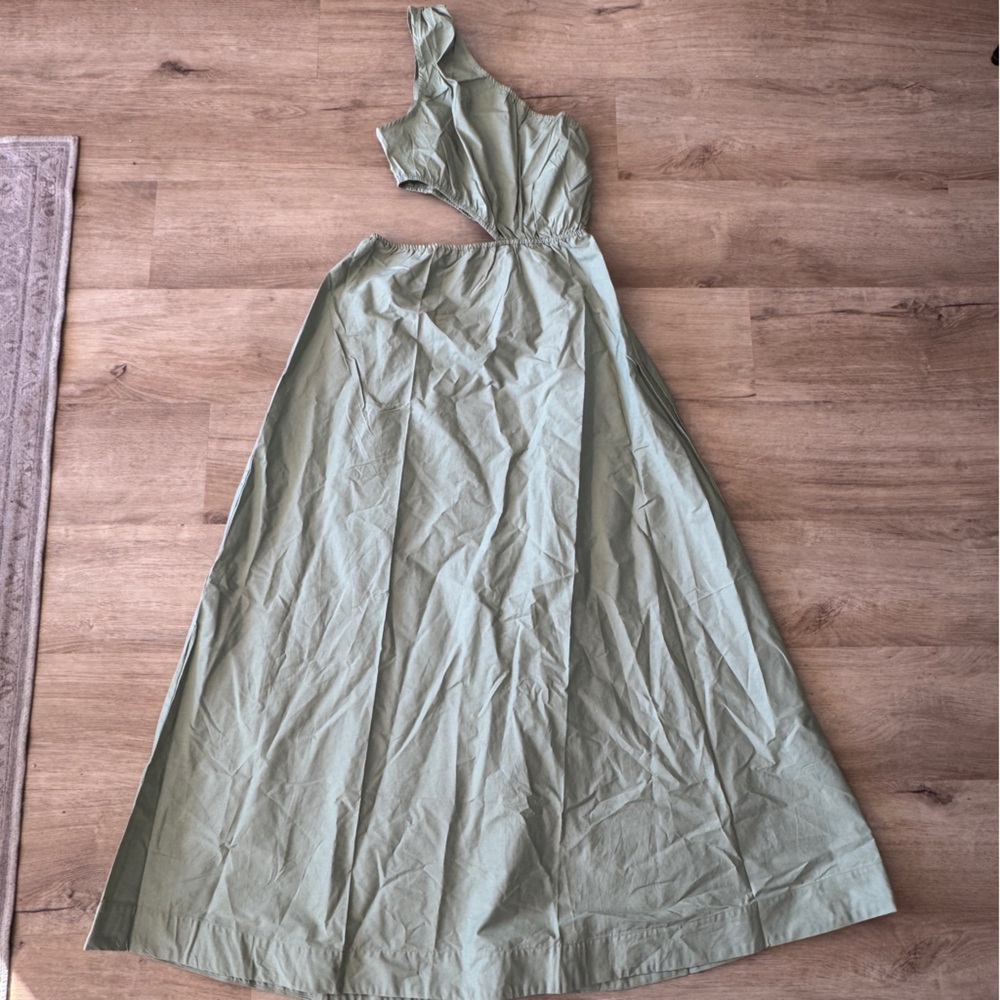 Vrg Girl Daisy Maxi Sage One Shoulder Cutout Maxi Sz 10 (M)